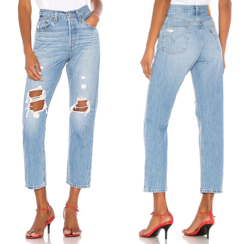 Levi's Women’s Size 24 x 28 Montgomery Patch 501 Straight‎ Leg Jeans Distressed
